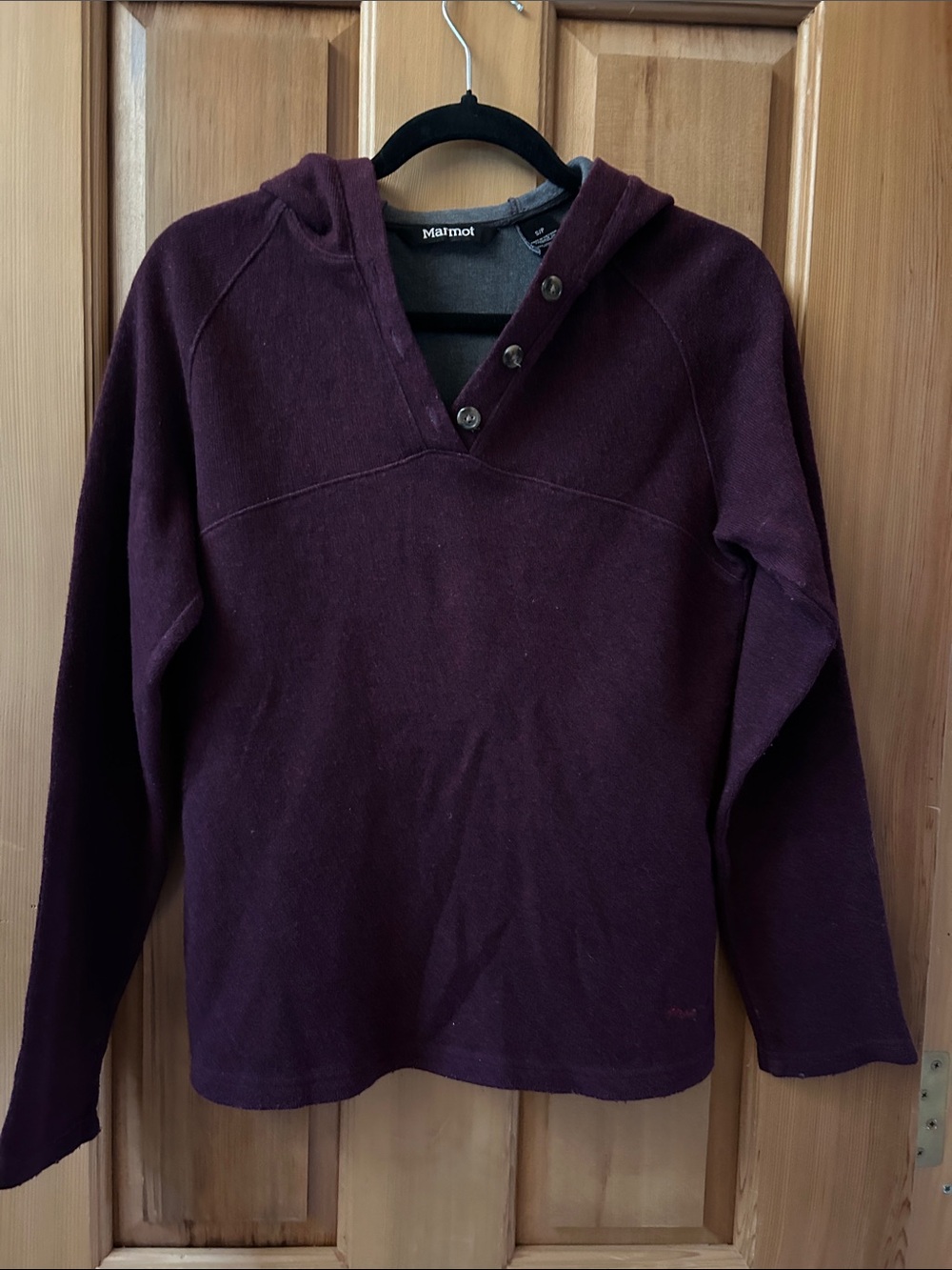 Marmot Women's Wool Dark Burgundy Hooded Snap-Neck Pullover
